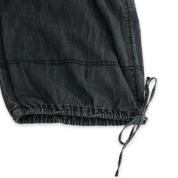 Merona Wide Leg Cropped Capri Drawstring Tie Hem Faded Black Cotton Women's 16 - Picture 3 of 11